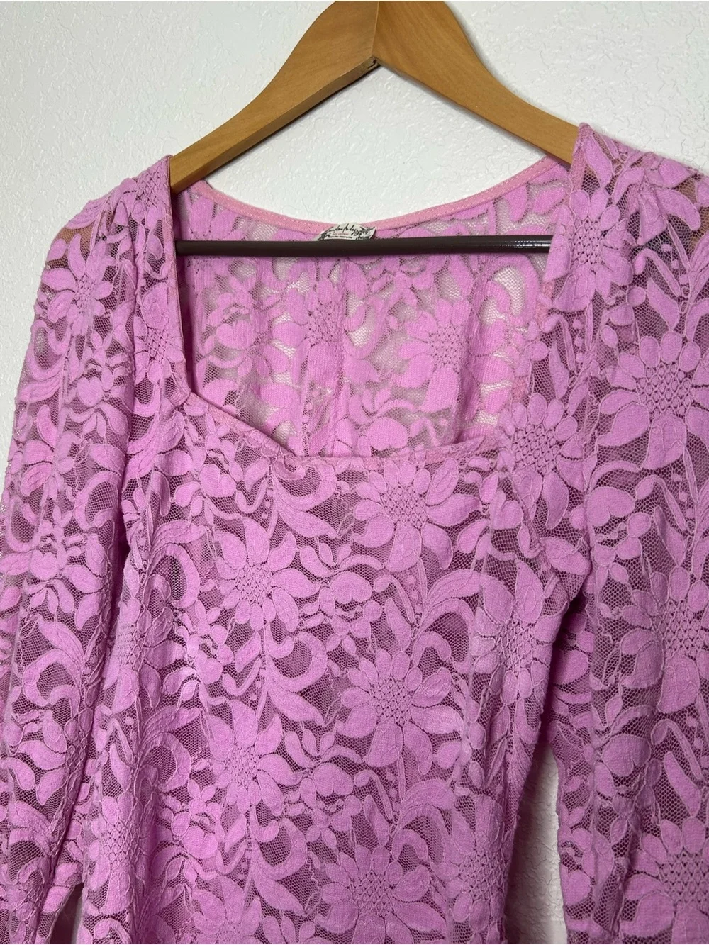 Free People Intimately Lilac Lace Long Sleeve Top